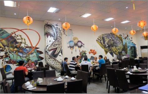 上杭海鲜餐厅墙体彩绘